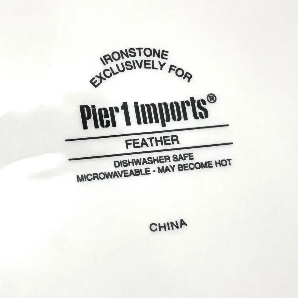 Pier 1 Imports 9” Ironstone Feather Salad Plates Set Of 3 Discontinued Pattern
